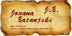 Jovana Batanjski vizit kartica